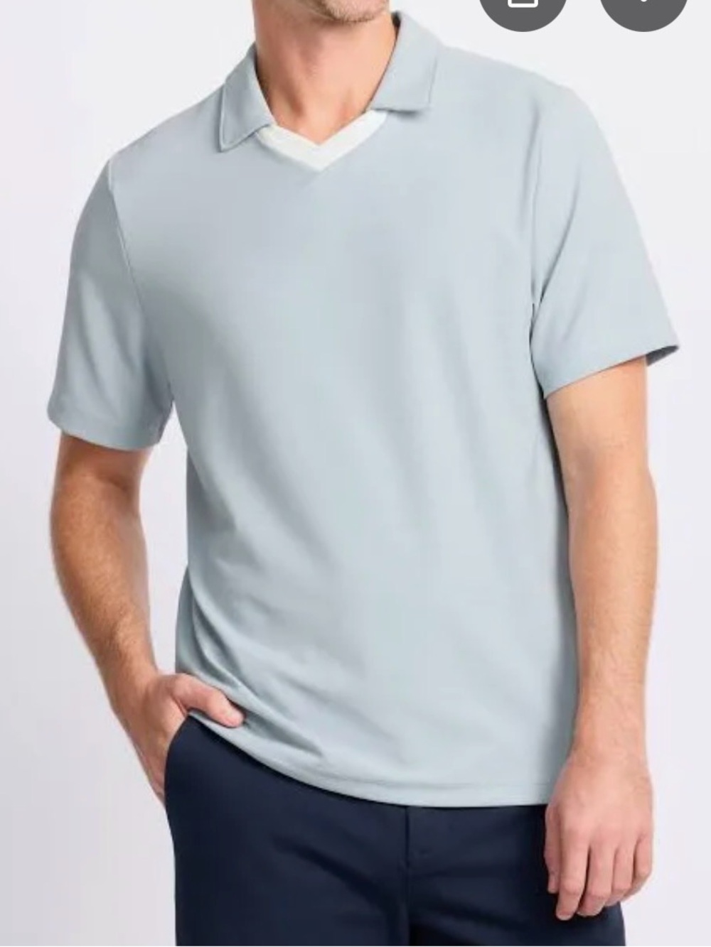 RHONE Pale Blue Collared Short Sleeve Polo